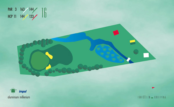 Shema igre luknje 16: par 3, 162 m, HCP 13