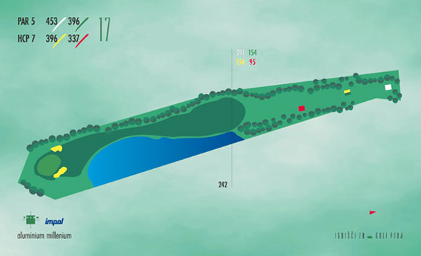 Shema igre luknje 17: par 5, 457 m, HCP 1
