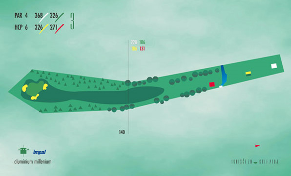 Shema igre luknje 3: par 4, 367 m, HCP 2