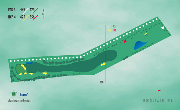 Shema igre luknje 4: par 5, 476 m, HCP 4